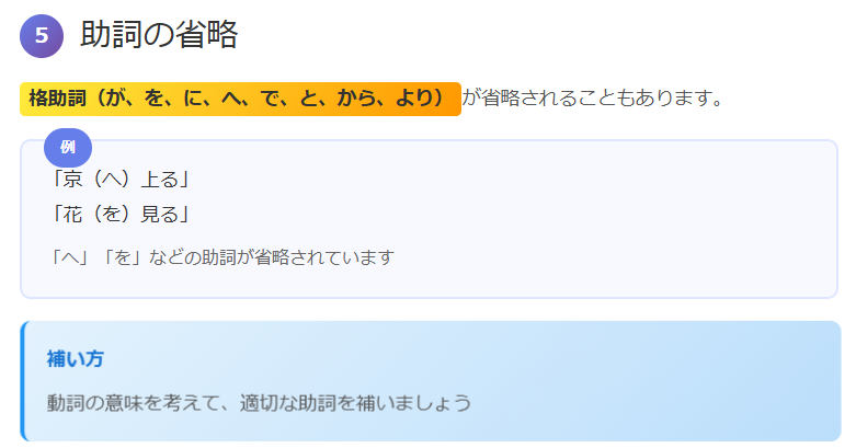 古文の省略（助詞の省略）
