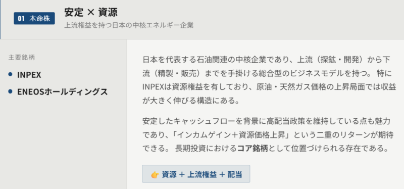 石油関連の本命株(安定×資源)