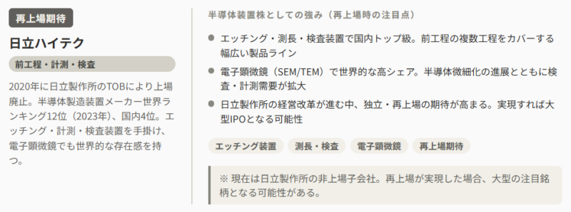 日立ハイテク(再上場期待)