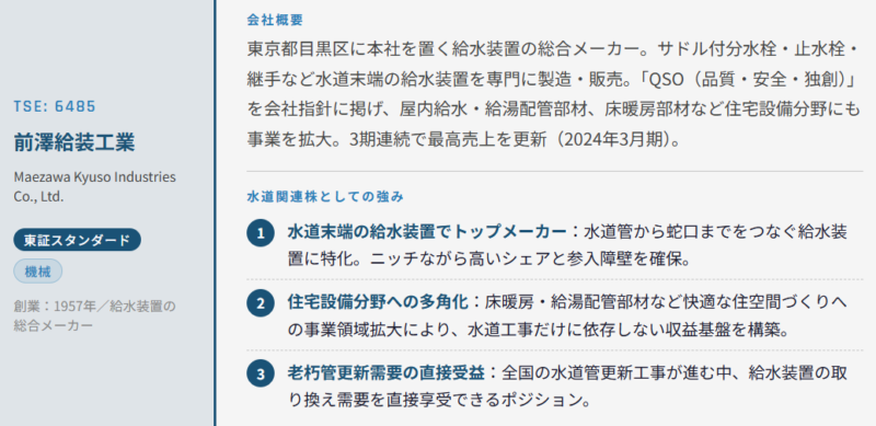 前澤給装工業(6485)