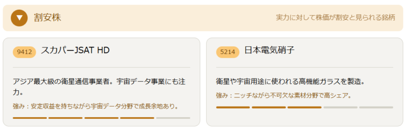 宇宙関連の割安株(実力に対して株価が割安と見られる銘柄)